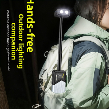 Teleszkópos, forgó mágneses munkalámpa — kézzel hajtott, újratölthető LED zseblámpa, 360° forgás, 3W, 1400mAh