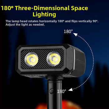 Teleszkópos, forgó mágneses munkalámpa — kézzel hajtott, újratölthető LED zseblámpa, 360° forgás, 3W, 1400mAh