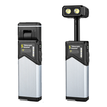 Teleszkópos, forgó mágneses munkalámpa — kézzel hajtott, újratölthető LED zseblámpa, 360° forgás, 3W, 1400mAh