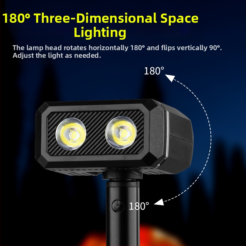 Teleszkópos, forgó mágneses munkalámpa — kézzel hajtott, újratölthető LED zseblámpa, 360° forgás, 3W, 1400mAh