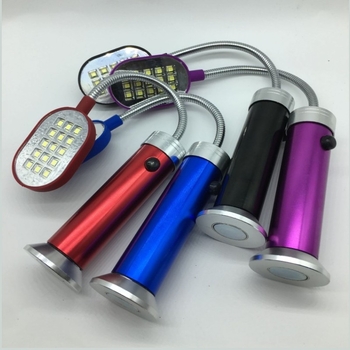 Lampă de lucru LED flexibilă cu magnet, 15 LED, rotație la 360°, alimentare pe baterie, aliaj de aluminiu