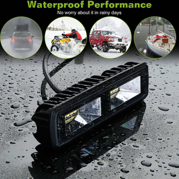 Автомобилна LED праволинейна работна лампа, 48W, 9-36V, LED източник, 6500K, алуминий + PC + неръждаема стомана