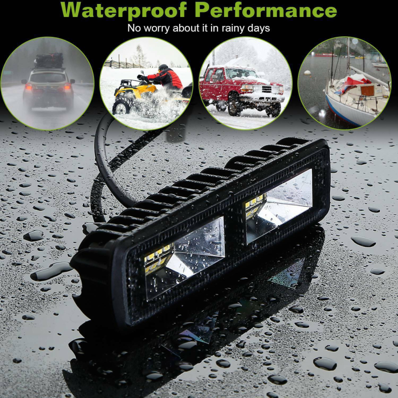 Автомобилна LED праволинейна работна лампа, 48W, 9-36V, LED източник, 6500K, алуминий + PC + неръждаема стомана