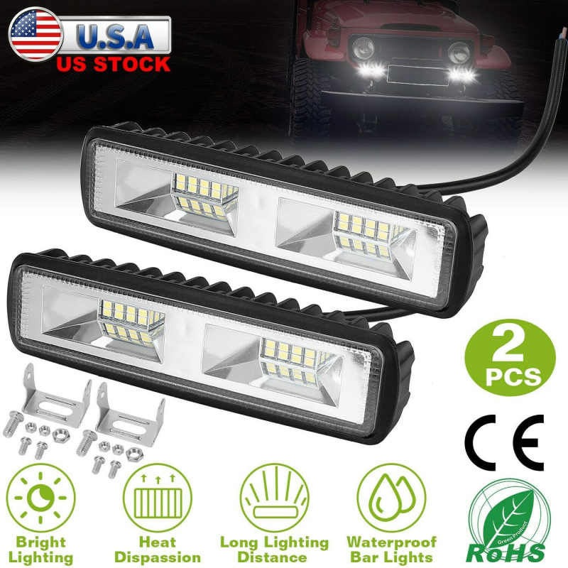 Автомобилна LED праволинейна работна лампа, 48W, 9-36V, LED източник, 6500K, алуминий + PC + неръждаема стомана