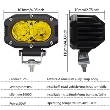 LED radna svjetiljka za automobil, off-road reflektor, aluminijsko i PC kućište, 5000 lm, 20 W, 10–30 V, vijek trajanja 50.000 h
