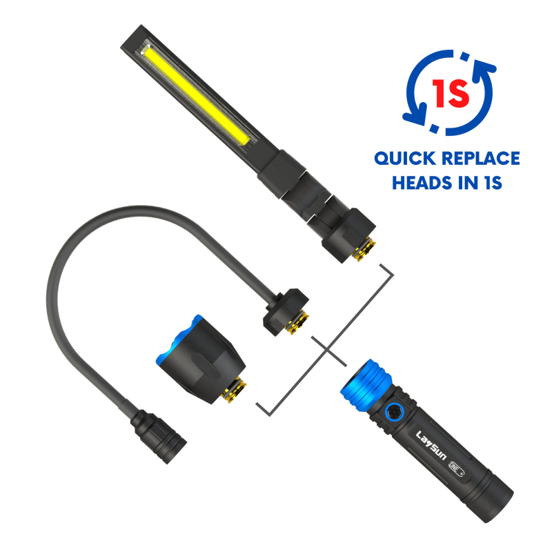 All-in-One čelna lampica s zamjenjivom glavom, LED 10W, 4000mAh, 360° rotacija, domet preko 500 m, višenamjenska, zaštita od prepunjenja