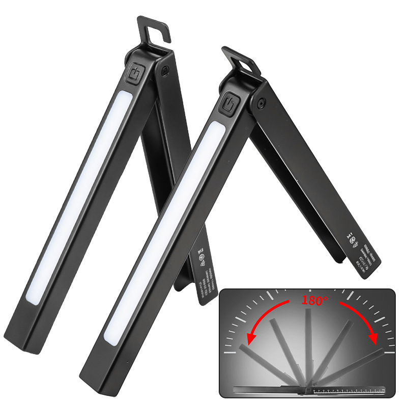 Mágneses összecsukható munka lámpa újratölthető LED-del, 3W, beépített Li-ion akkumulátor, többfunkciós vonalzó, kültéri használatra