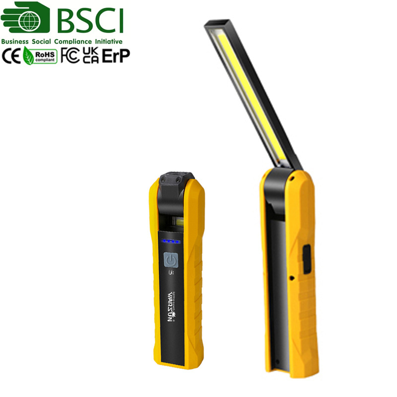 LED munkalámpa erős mágnessel, rejtett kampó, 2000mAh akkumulátor, 3W teljesítmény, 360° forgás