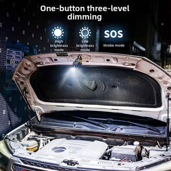 Automobilio remonto darbų šviesa su COB LED, neslidus klipsas, 360° posukis, įkraunama 10000 mAh baterija, diapazonas iki 50 m, įkroviklis įtrauktas