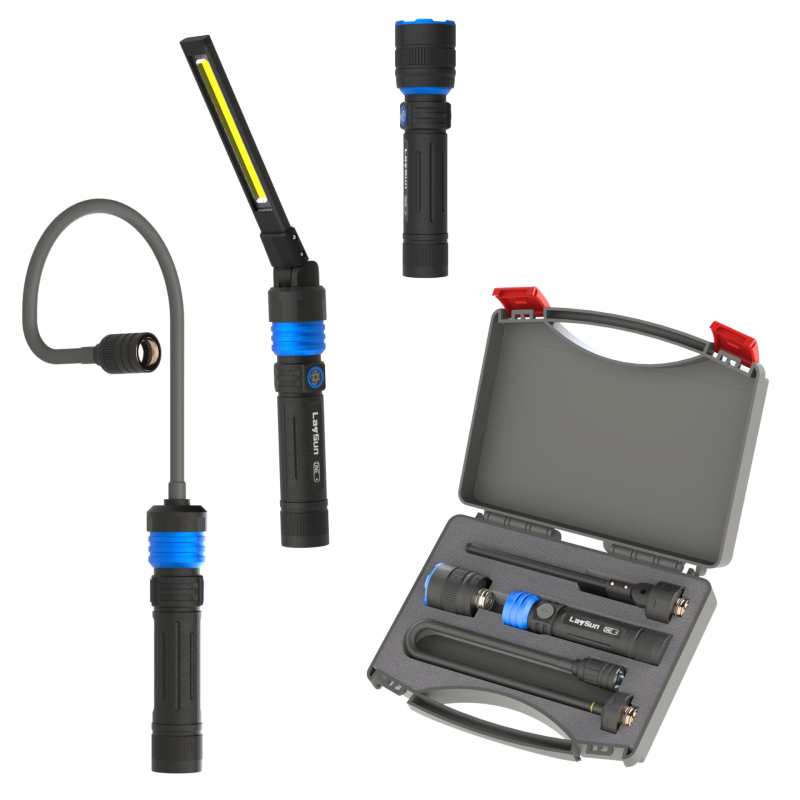 Reshen kézben tartható zseblámpa – All-in-One Quick-Connect világító készlet, modell LS-QC05; 1200 lm; 3,7 V; IP54; LED élettartam 100000 óra