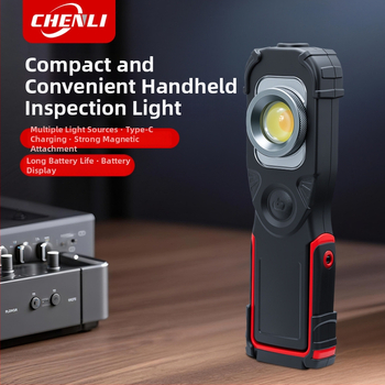 Ръчна COB LED работна лампа S695 – COB+LED, 3.7V, 6000–7000K, размери 45.5×64.1×208 мм