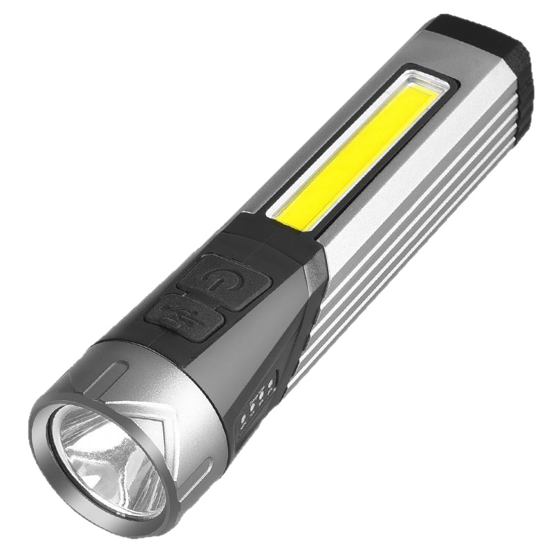 Két COB LED-es zseblámpa – multifunkcionális karbantartási modell, 360° forgás, kézi hajtás, 1500 mAh akkumulátor, 5 W teljesítmény