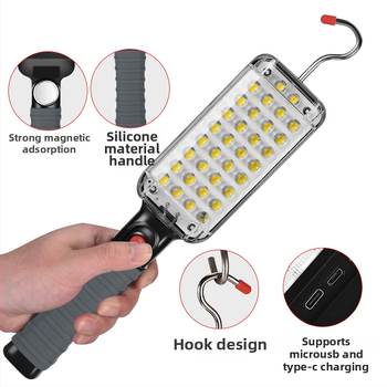 LED inšpekčná pracovná lampa s USB-C nabíjaním, magnetický hák, 360° otáčanie, 2000 mAh