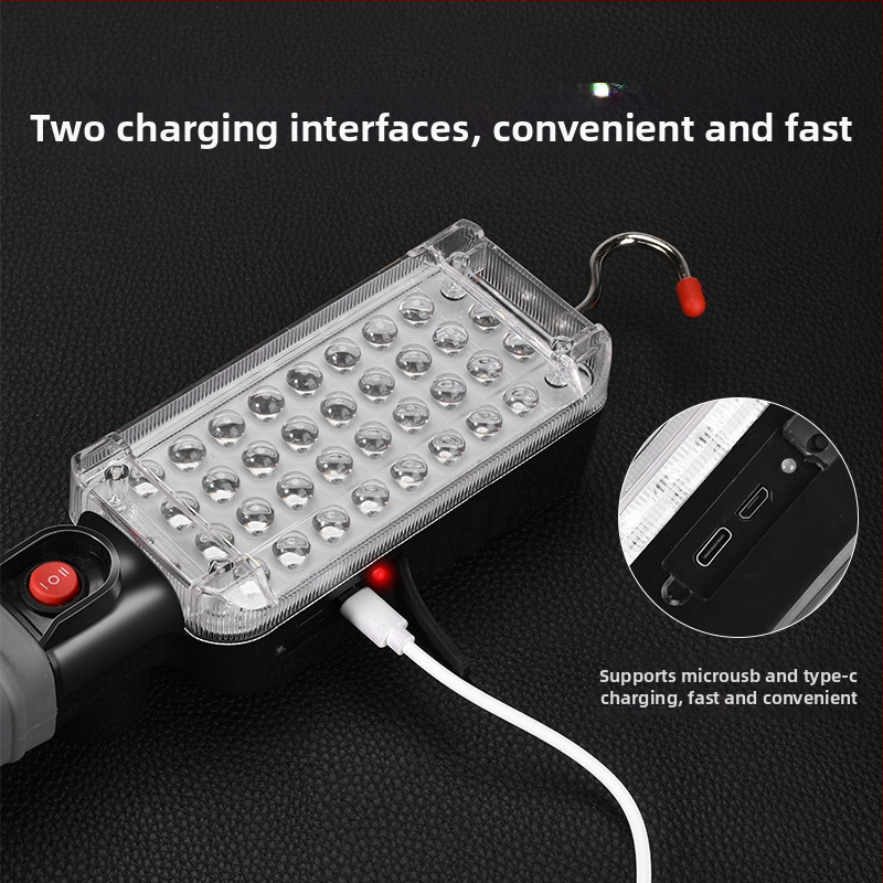 LED inšpekčná pracovná lampa s USB-C nabíjaním, magnetický hák, 360° otáčanie, 2000 mAh