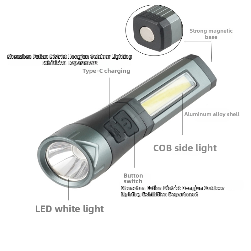 LED svietidlo s USB nabíjaním a magnetom pre údržbu a inšpekciu, 10W, 1000 lm, dosah 100 m, 18650 batéria, IPX64, hliníkové puzdro