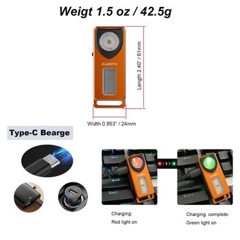 Mini COB LED flashlight s klipsom, aluminijska legura, baterija 500mAh, 5W, domet 100–200 m