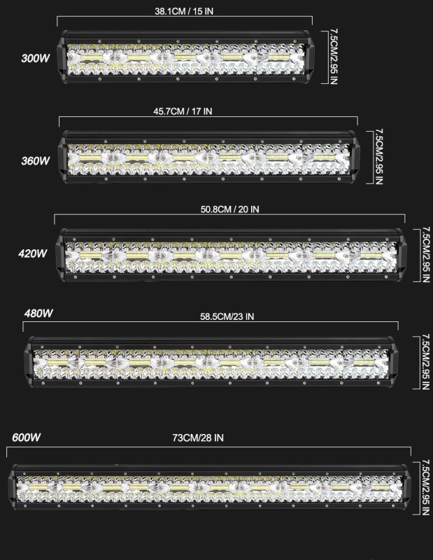 LED radna svjetiljka s tri oka za terenac, 12-24V, aluminij, 6000K, 180W/240W/360W/420W