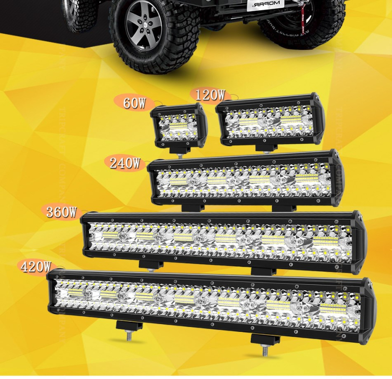 LED radna svjetiljka s tri oka za terenac, 12-24V, aluminij, 6000K, 180W/240W/360W/420W