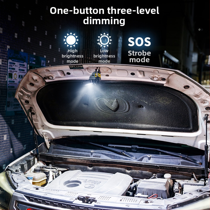 Klipová LED pracovná lampa s nabíjateľnou lítiovou batériou – prenosná lampa na opravy a údržbu áut, 360° lúmen, nastaviteľná jasnosť