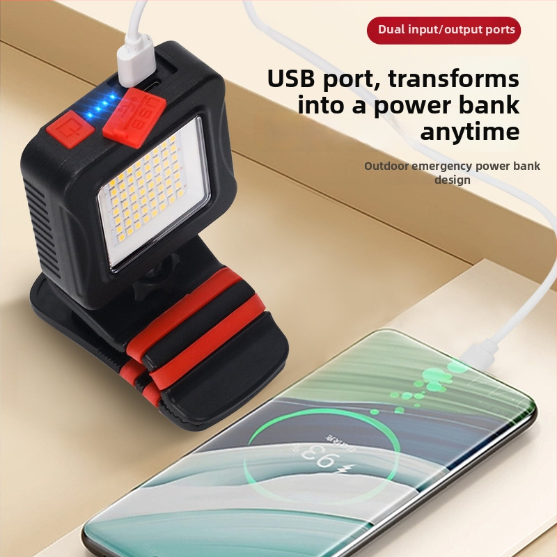 Klipová LED pracovná lampa s nabíjateľnou lítiovou batériou – prenosná lampa na opravy a údržbu áut, 360° lúmen, nastaviteľná jasnosť