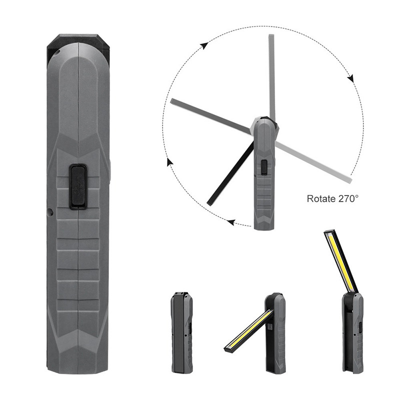 Sklopiva COB/LED radna svjetiljka s USB punjenjem, ugrađena baterija 2000mAh, magnetska lampica za održavanje, 10W (LED 3W + COB 5W), ABS + metal