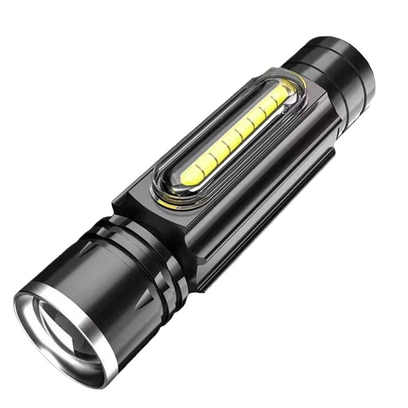 Aluminijska LED svjetiljka s teleskopskim zumom, USB punjenje, magnetsko radno svjetlo, LED+COB, 10W, domet 200-500 m