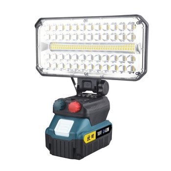 18V LED darba gaisma instrumentiem, dimmable, krāsu temperatūras regulēšana, 40W, saderīgs ar Makita un DeWalt saskarnēm, 120° starojums