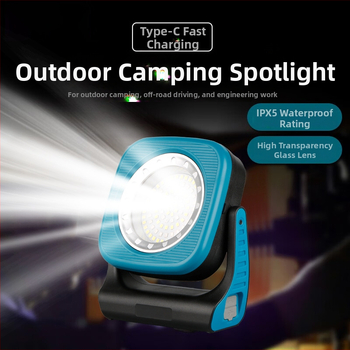 LED kamping lampica s magnetskim kukom, Type-C punjenje, 5V, 2.1W, gumbni prekidač