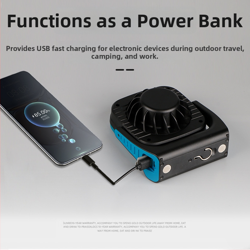 LED kamping lampica s magnetskim kukom, Type-C punjenje, 5V, 2.1W, gumbni prekidač