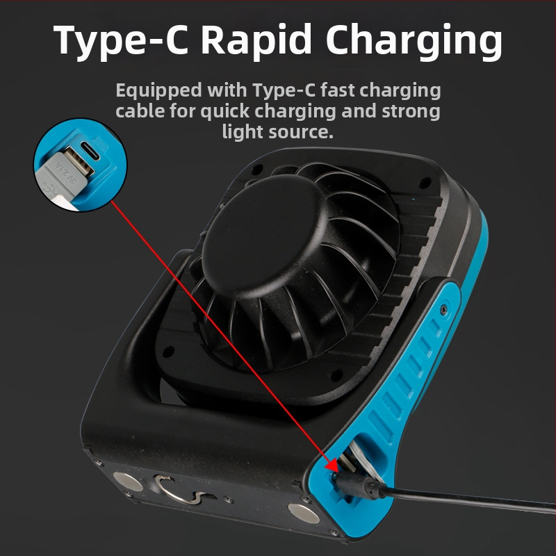 LED kamping lampica s magnetskim kukom, Type-C punjenje, 5V, 2.1W, gumbni prekidač