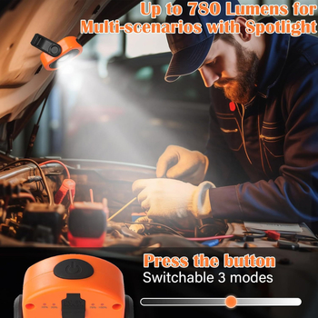 Lampa de lucru LED magnetică portabilă, reîncărcabilă — 7W, 780 lm, IP65, 3.7V, unghi de fascicul 180°