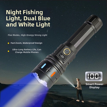 20W LED svjetiljka, 5000mAh punjiva baterija, domet 200–500 m, Power Bank funkcija, optički zum