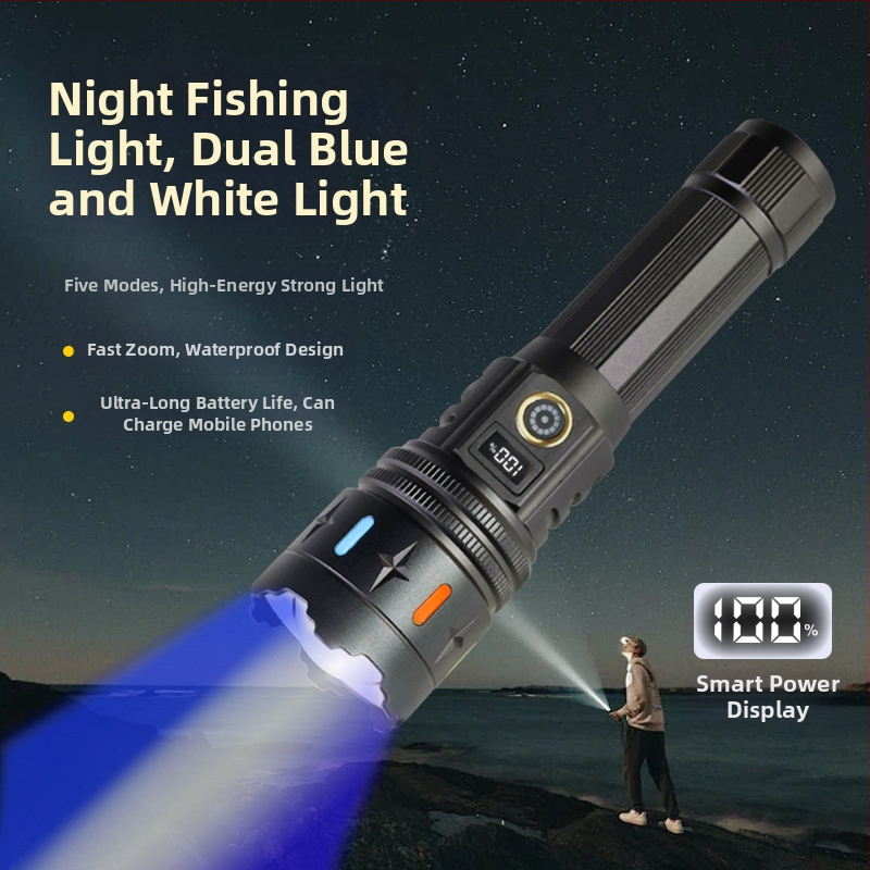 20W LED svjetiljka, 5000mAh punjiva baterija, domet 200–500 m, Power Bank funkcija, optički zum