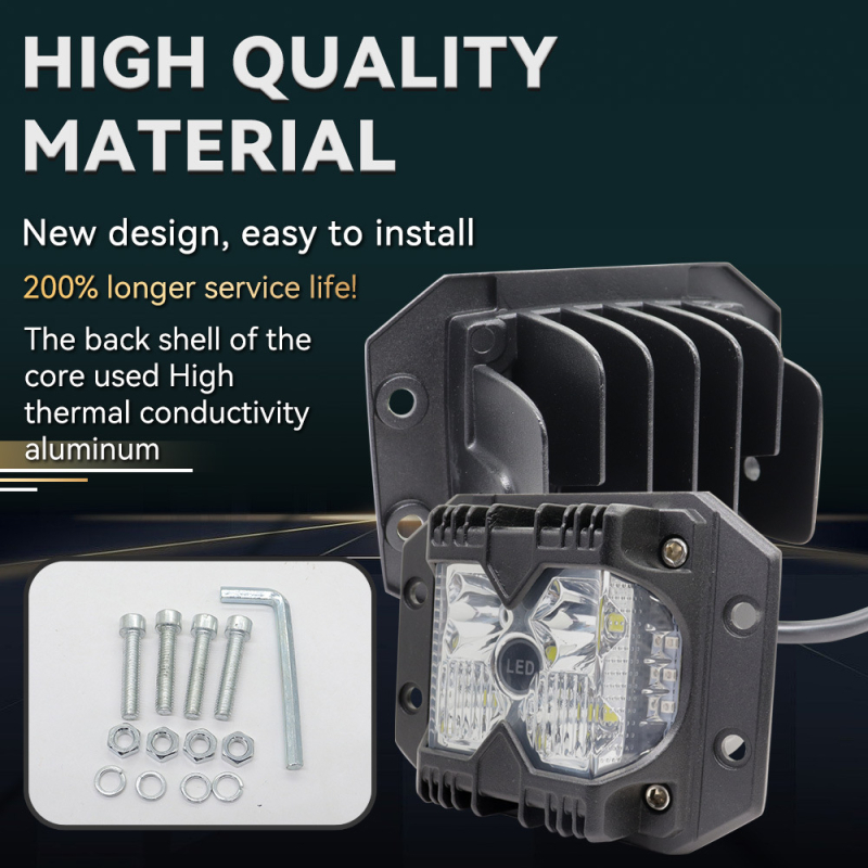 Lumină de lucru LED cu trei fețe pentru vehicul off-road, impermeabilă, 12-24V, 40W, 6000LM, durată de viață 50.000 h