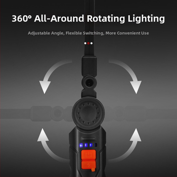 Daudzfunkcionāla saliekamā darba lampa ar 360° rotāciju, SMD gaisma, regulējams spilgtums, aizmugurējais magnētiskais stiprinājums