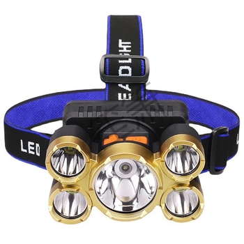 5-LED čelna lampica za vanjsku upotrebu, dugačak domet, USB punjiva, 10W LED, baterija 800mAh