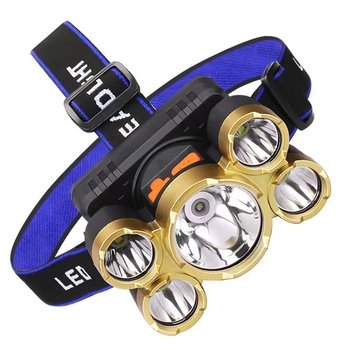5-LED čelna lampica za vanjsku upotrebu, dugačak domet, USB punjiva, 10W LED, baterija 800mAh