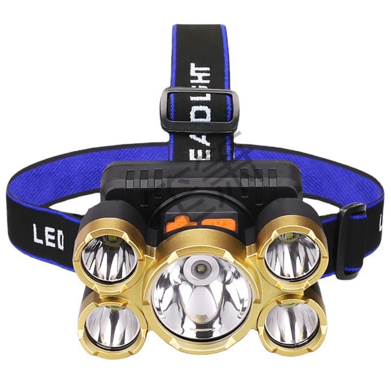 5-LED čelna lampica za vanjsku upotrebu, dugačak domet, USB punjiva, 10W LED, baterija 800mAh
