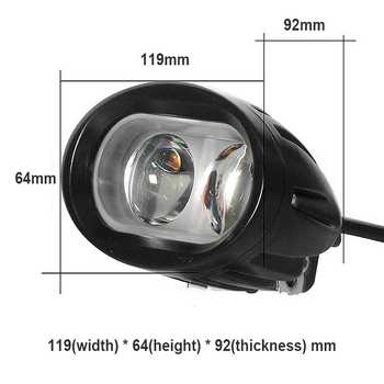 LED varovné pracovné svetlo s 4D konvexnou šošovkou, cúvací svetlo (20W, 12V, 2000LM, LED)