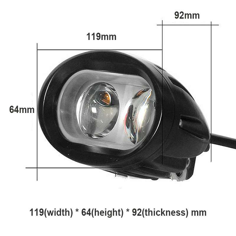 LED varovné pracovné svetlo s 4D konvexnou šošovkou, cúvací svetlo (20W, 12V, 2000LM, LED)