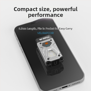 Višenamjensko prijenosno svjetlo s punjenjem, radnim osvjetljenjem i floodlightom, magnetska ugradnja; Materijal: ABS + aluminijska legura; Baterija: 800–5000 mAh; Izvor svjetla: LED; Napajanje: punjivo; Doseg: 100–200 m