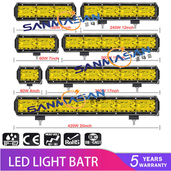 Automobilska LED traka svjetla, 3 reda, 60–420W, 10–30V, aluminijska legura, 30.000 sati vijeka trajanja