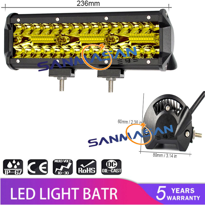 Automobilska LED traka svjetla, 3 reda, 60–420W, 10–30V, aluminijska legura, 30.000 sati vijeka trajanja
