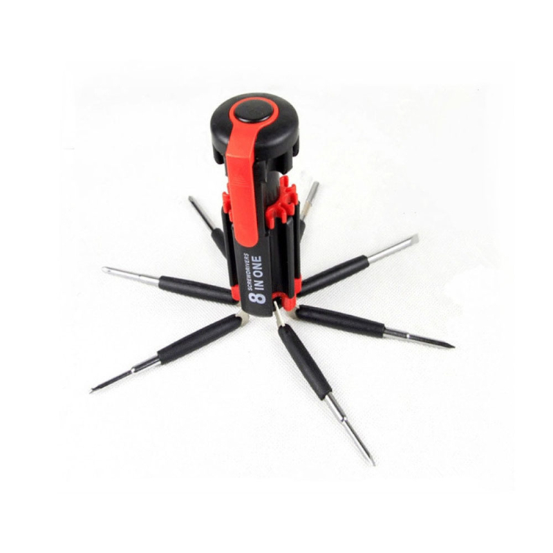 Opt în unu: unealtă auto multifuncțională cu lampă de inspecție, șurubelniță și lanternă — corp din aliaj de aluminiu, LED, alimentare manuală, rază până la 100 m