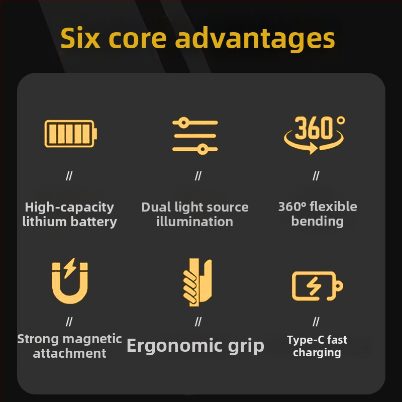 S-308 magnētiskā LED darba lampiņa auto remontam un CNC tokāram, regulējama