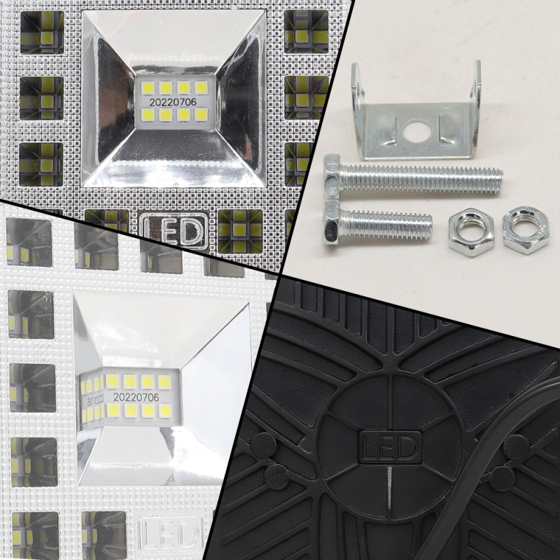 Lumină de lucru LED pentru vehicule, pătrată, 23 LED-uri, 12-24V, 1300 lm, 6000K, aliaj de aluminiu