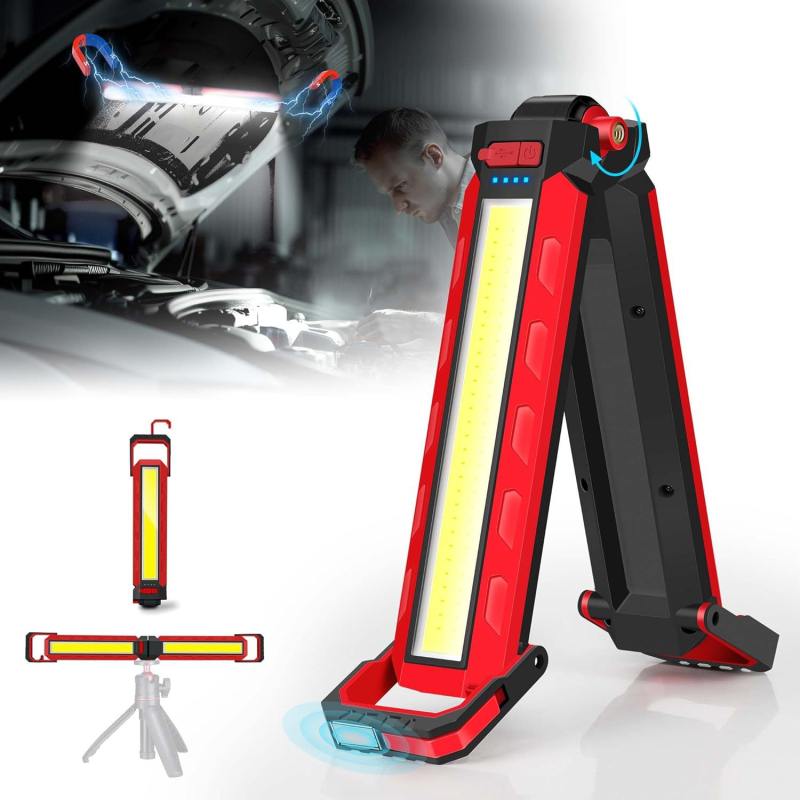 Uzlādei piemērota rokas darba gaismas lampa automašīnas apkopei, COB LED, 3,7 V, 2000 lm, IP55, 360° starojums