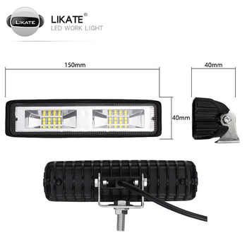 Lumină de lucru LED pentru autovehicule - 48W, 16 LED, 12-24V, 10800 lm, 6000K