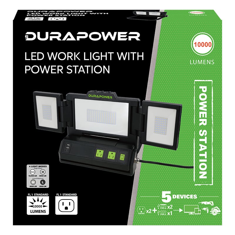 Dura Power LED Crab Light — Lampă de lucru LED plierabilă, 10000 lm, pentru inspecția și întreținerea autovehiculelor