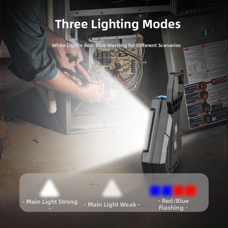 Triju kāju darba lukturis ar trijstūra rāmi, magnētiska LED autoavārijas gaisma, pārnēsājama pārbaudes luktura (CD13, 10W, ABS korpuss)
